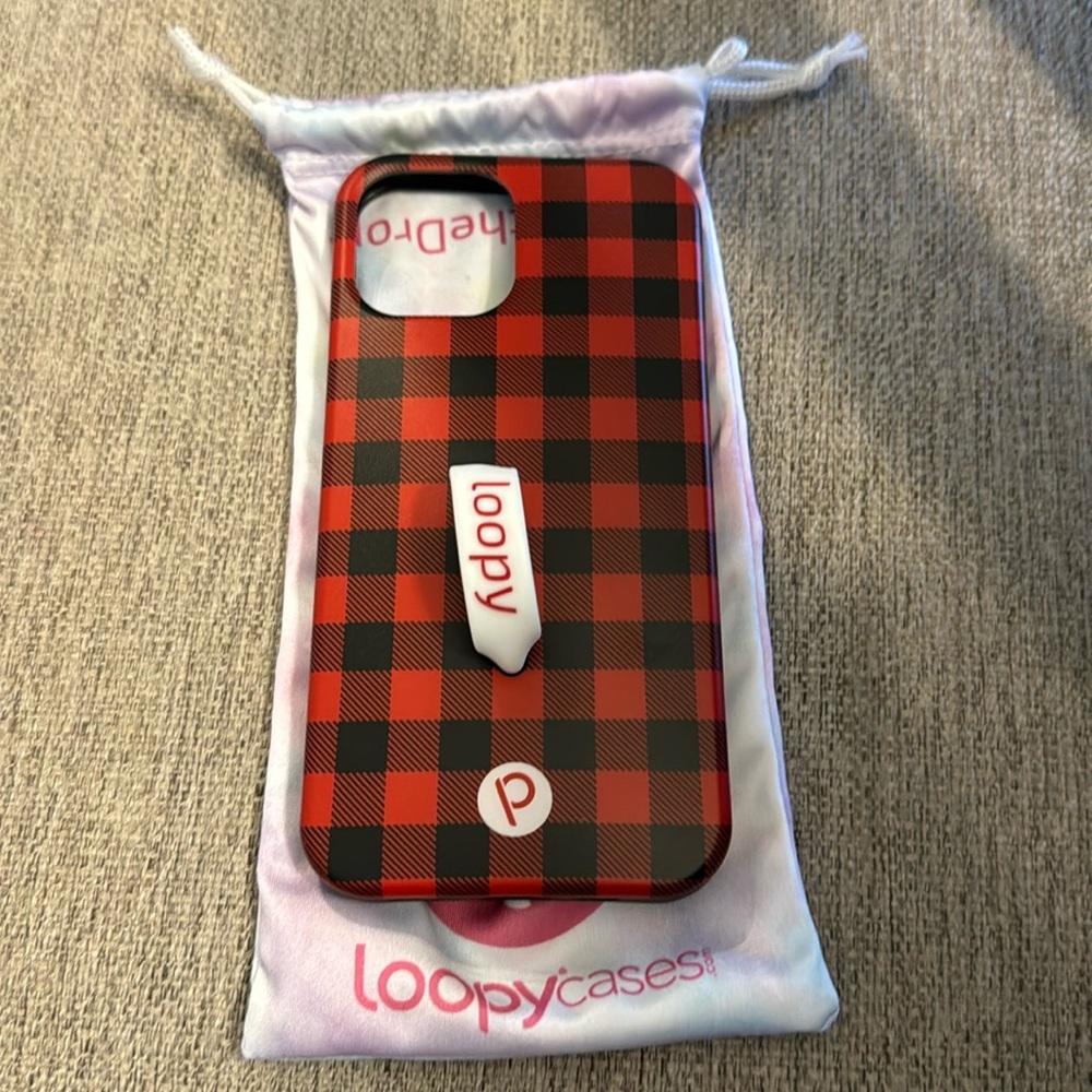 Loopy iPhone 12 Original Case RARE Buffalo Plaid Black/Red